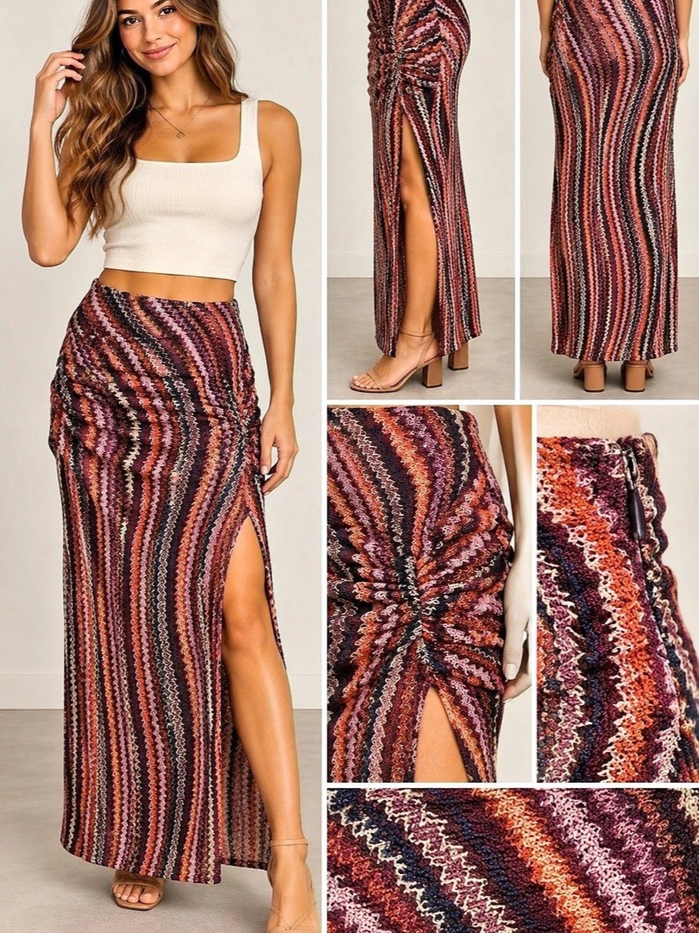 mi ami for francesca'Small Geometric Maxi Skirt in Purple & Black Size Small